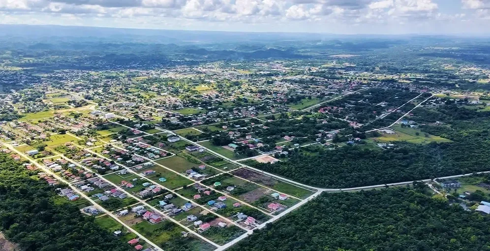 Aerial view of Belmopan Belize – private shuttle route from Belize City with Easy Transfer Belize.