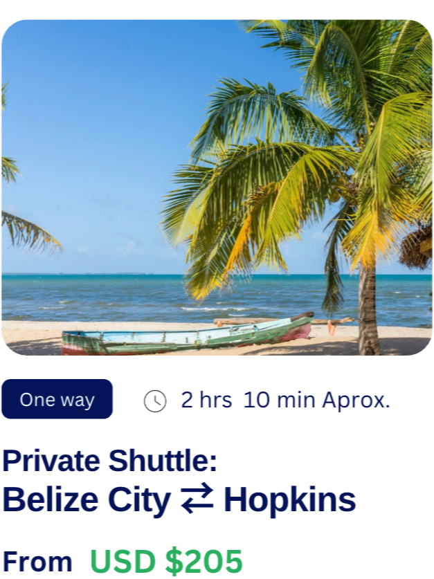 Private transfer from Belize City to Hopkins, Easy Transfer Belize shuttle service