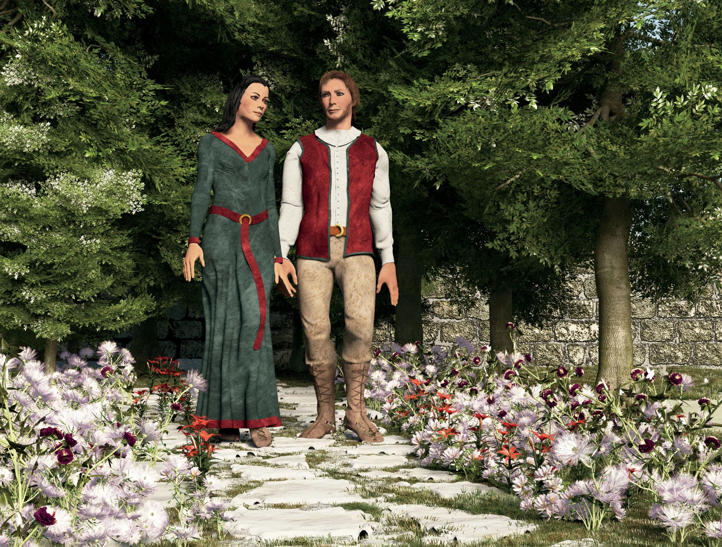 Raffa and Prince Hakon in the royal garden at Walingeford