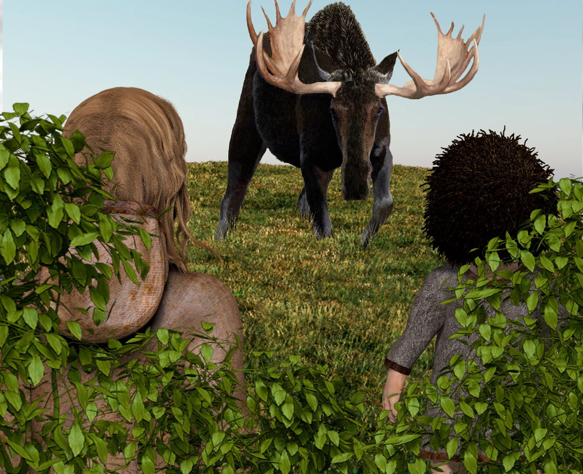 Faceoff with a bull moose