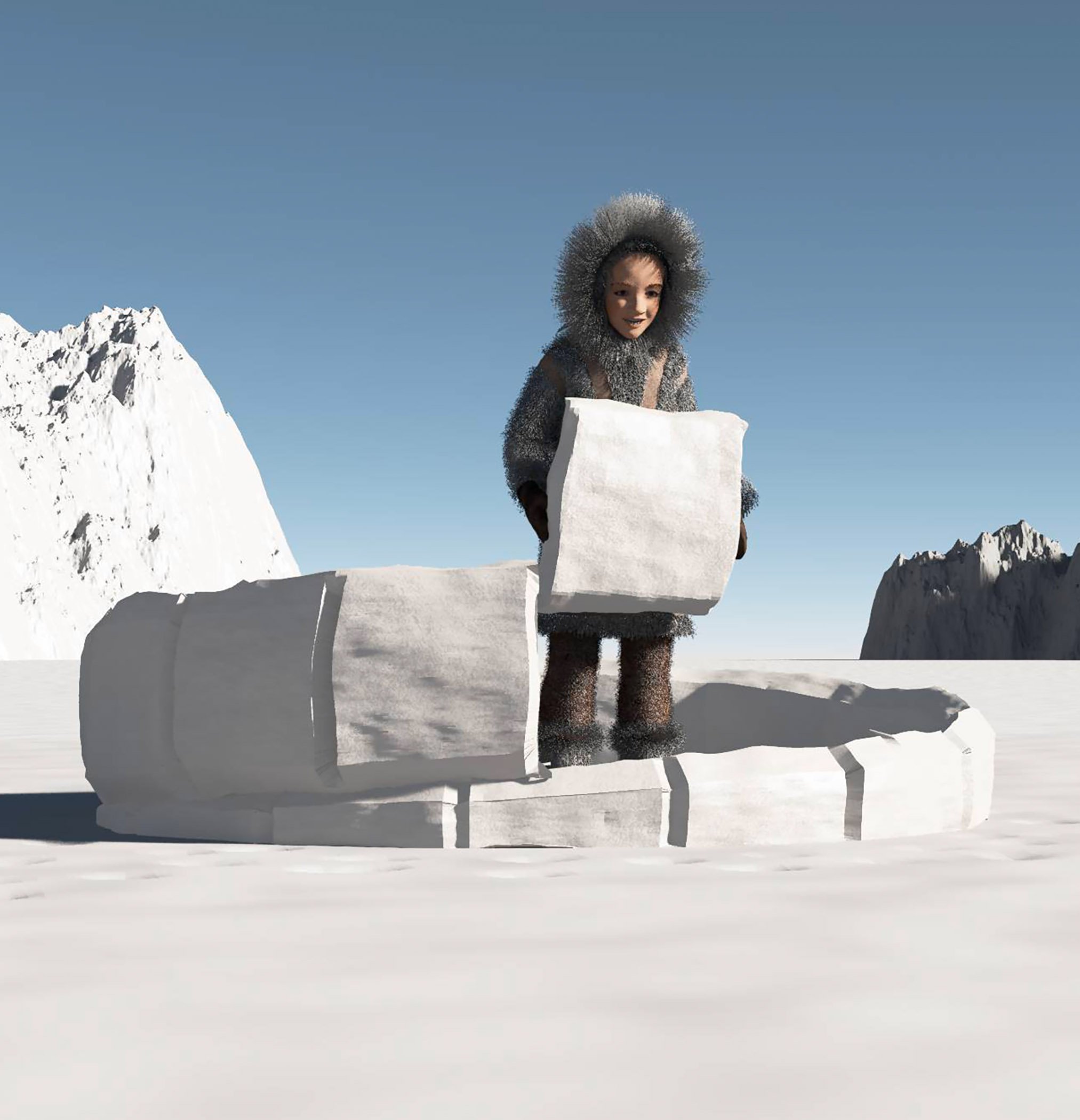 First layer of igloo blocks