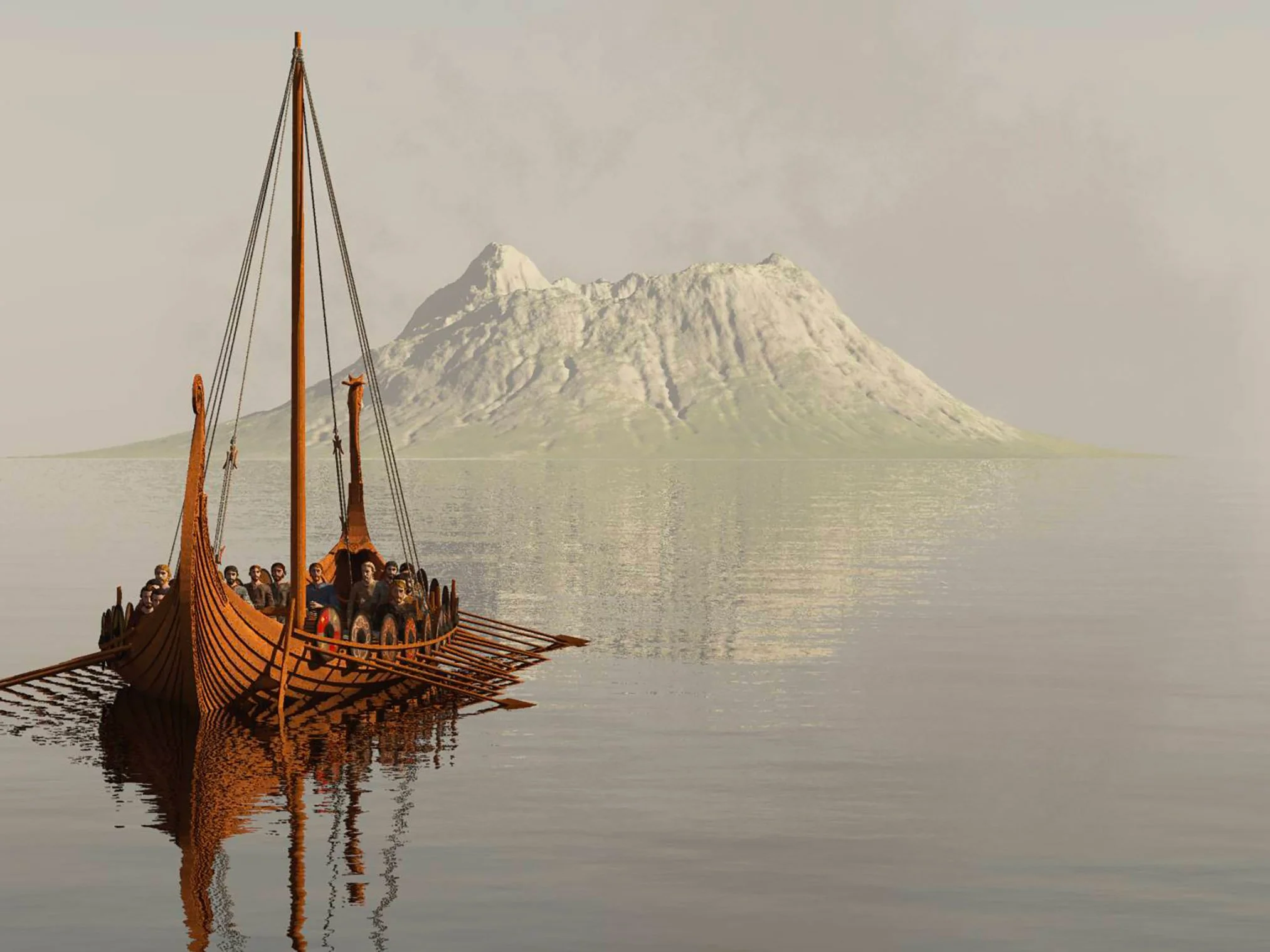 An island appears in the mist
