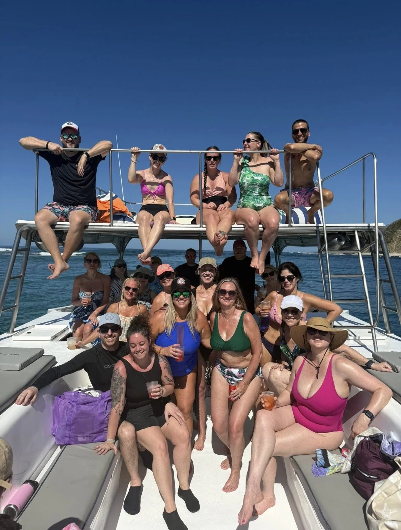 Group of therapists on a catamaran retreat in Costa Rica