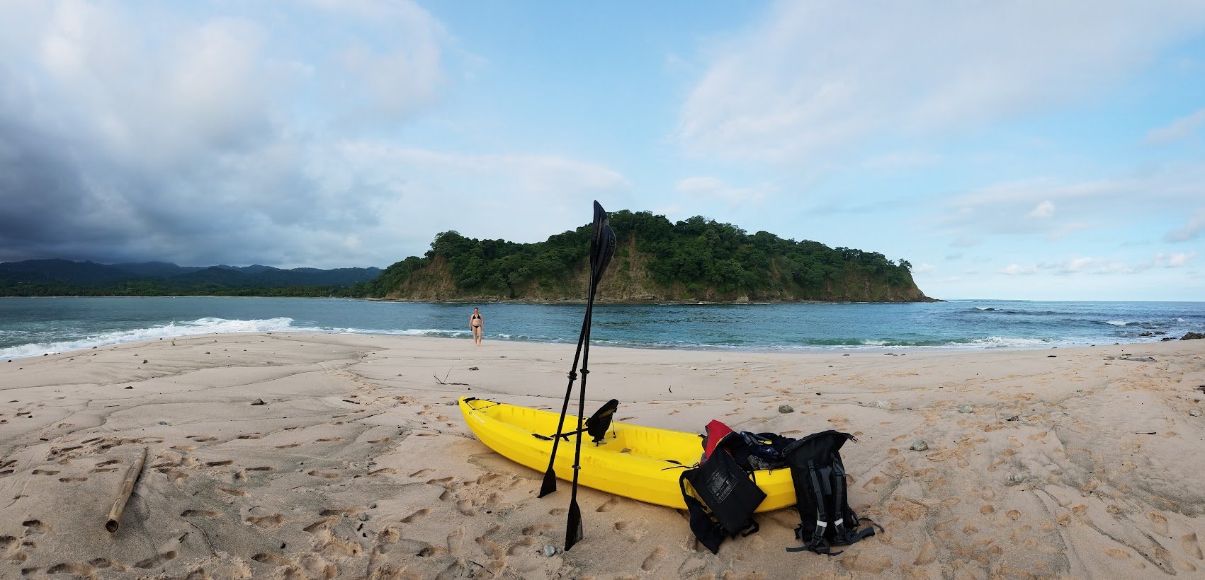 Kayaking to Isla Chora off Playa Samara Costa Rica