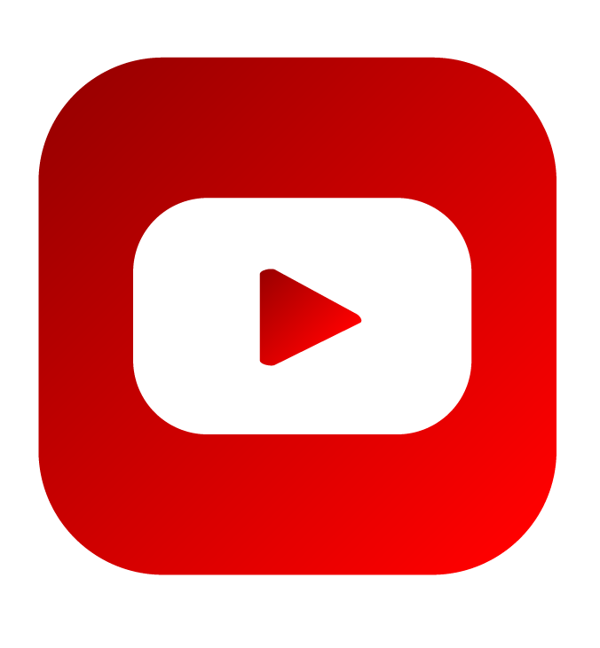 YouTube play button icon with red background and white play triangle in the center.
