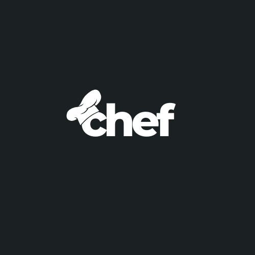 Logo van het televisieprogramma 'Chef' met een witte chef's hoed boven de tekst 'chef' op een zwarte achtergrond.