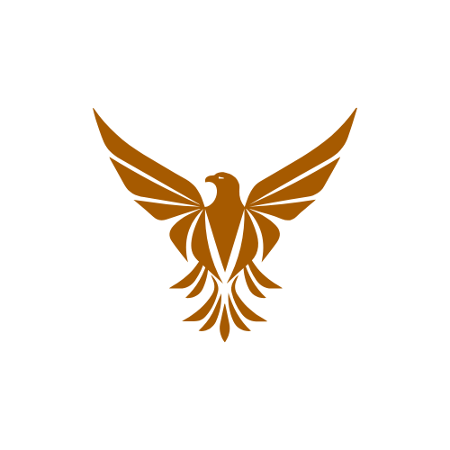 Goudkleurige papegaaienvleugel logo op witte achtergrond