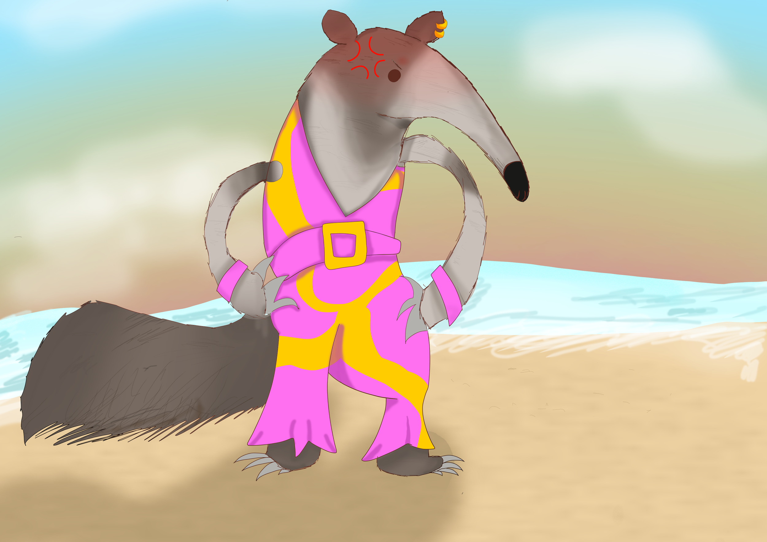 Rowan disco anteater on beach.png