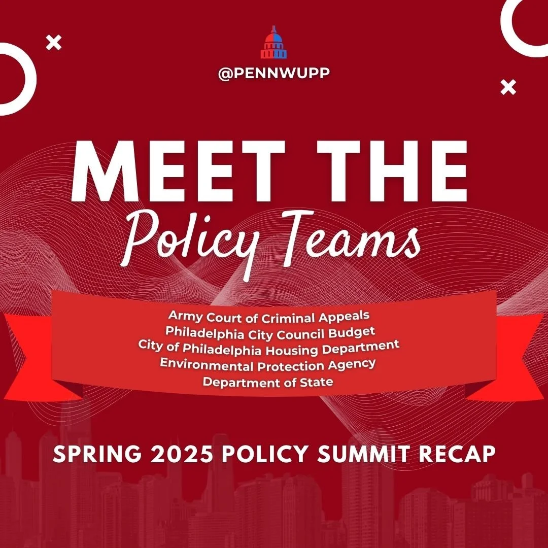 Congratulations to all our policy teams for a wonderful Spring 2025 Policy Summit! We had the incredible opportunity to hear presentations on projects with the Army Court of Criminal Appeals, Philadelphia City Council Budget Office, City of Philadelp