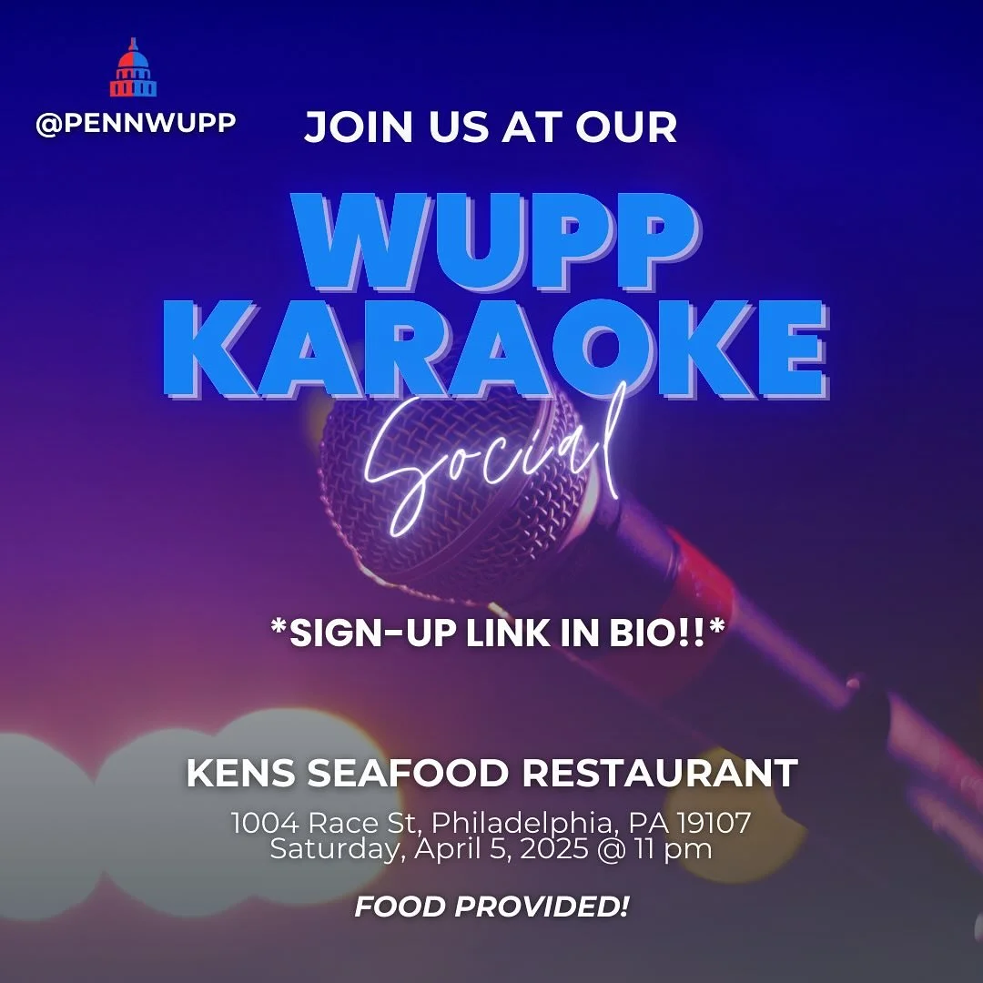 Join us for a social night at Ken’s this Saturday, 4/5 at 11pm!! All WUPP members are welcome to join at $25 per person. Link to sign-up is in bio!