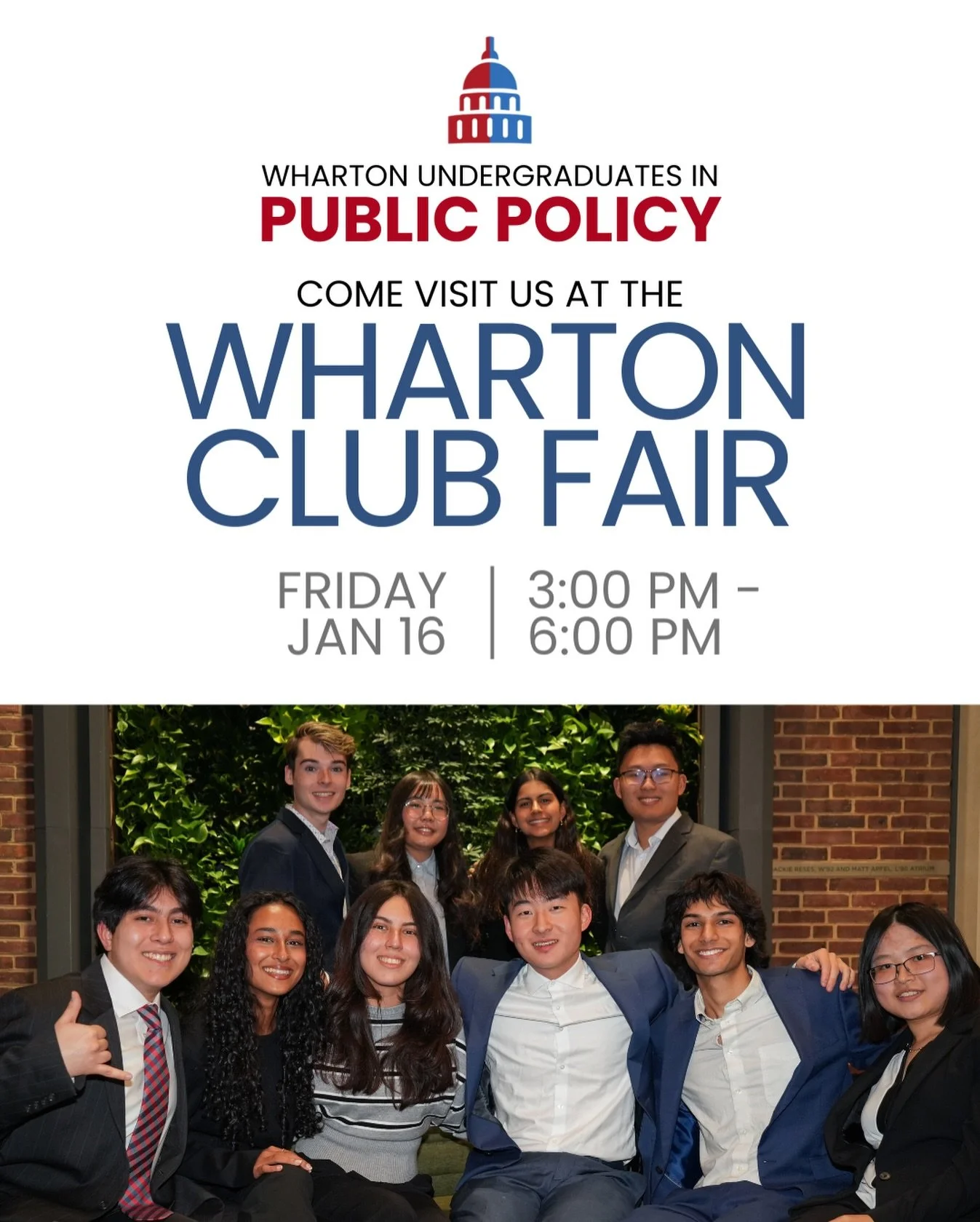 ATTENTION ALL 📣 Come visit us at the Wharton Club Fair today from 3pm - 6pm, can&rsquo;t wait to meet you all!