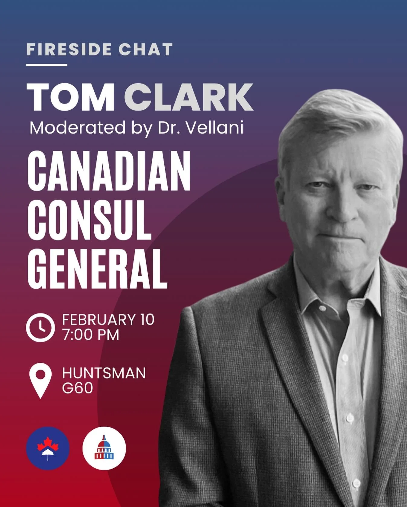 WUPP and Penn Canadians are excited to host Tom Clark, the Canadian Consul General, on February 10th at 7:00 PM in Huntsman G60. 

Join us to learn more about his background in public affairs, communications, and more!