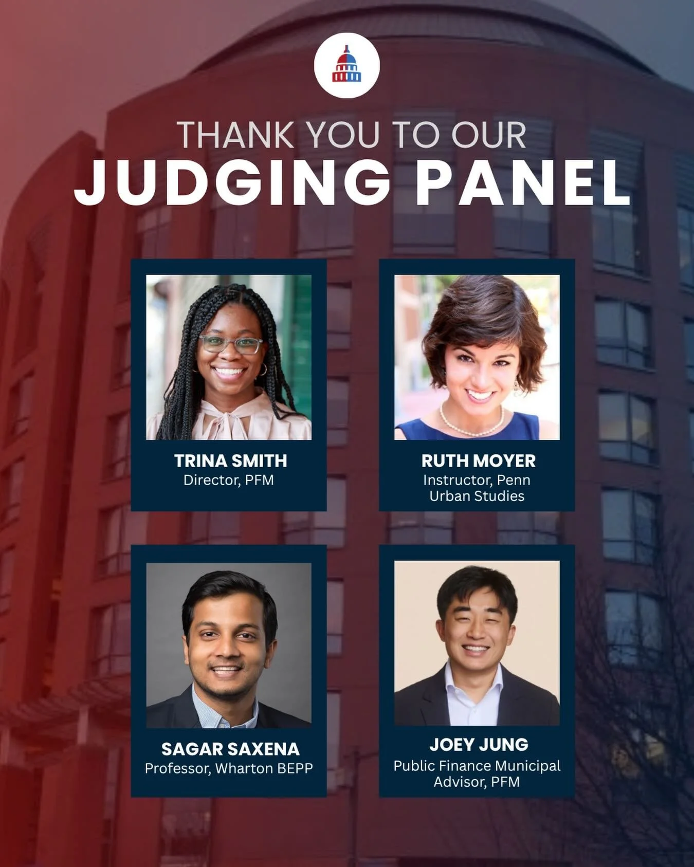 We would like to take a moment to thank our wonderful judges for their time at the 2026 Case Competition. 
We are so grateful for our terrific panel of judges that worked with each of our teams!