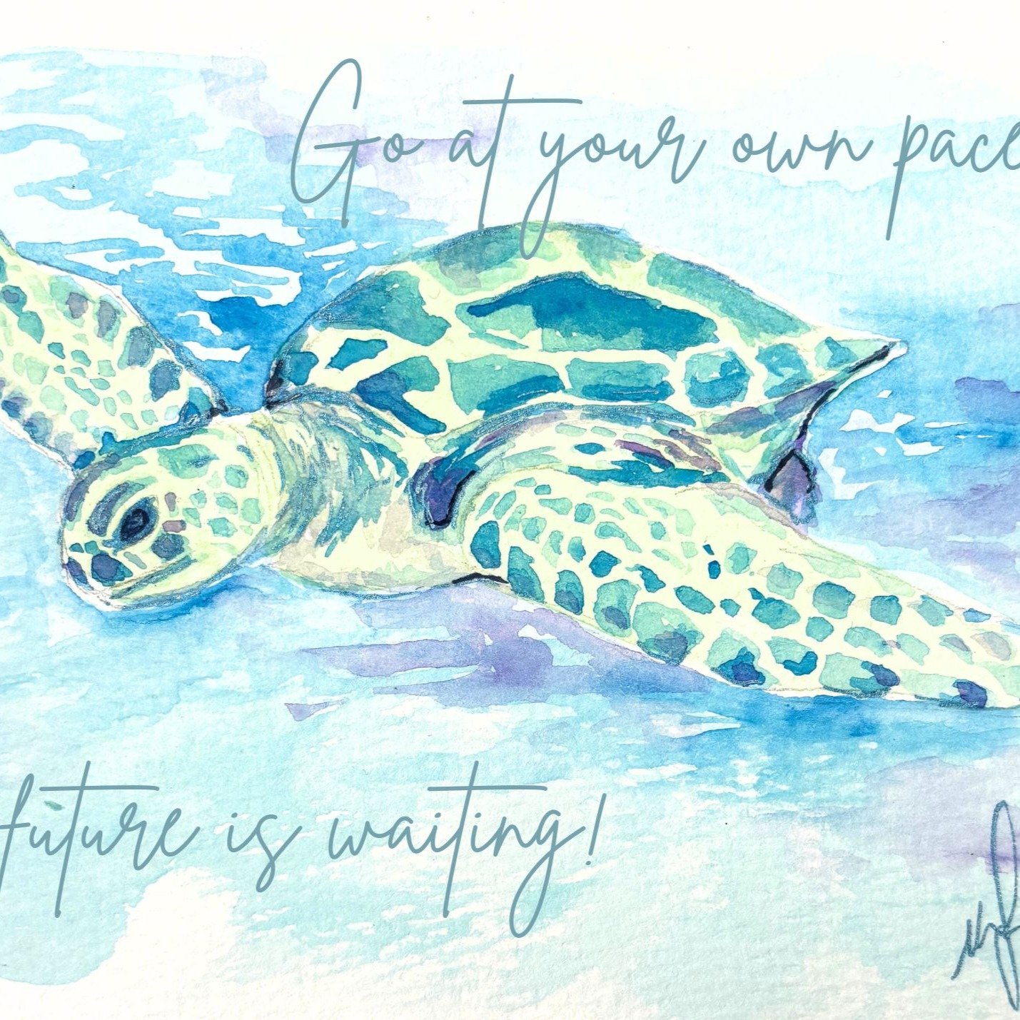 &ldquo;Go at your own pace, the future is waiting.&rdquo; 🐢✨
My hand-glittered sea turtle watercolor print is a gentle reminder to take life one step (or stroke!) at a time.
Available at Market Street Creatives or directly from me &mdash; each print