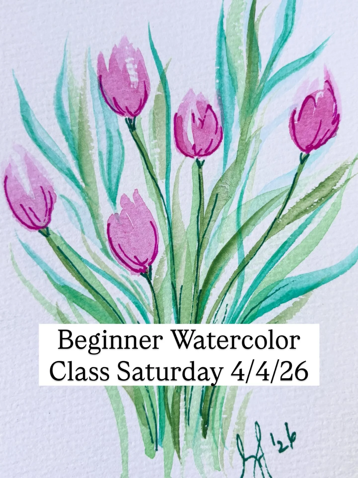 We are one week away and there are just a few spots left! 🎨🌷

Join me at Market Street Creatives on Saturday 4/4/26 for a relaxed, beginner-friendly watercolor class! We&rsquo;ll be painting beautiful spring-inspired tulips and learning basic water