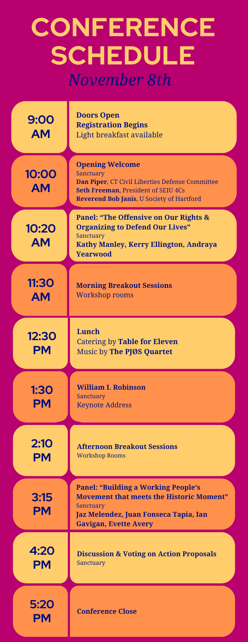 Conference Schedule — CT Civil Liberties Defense Committee