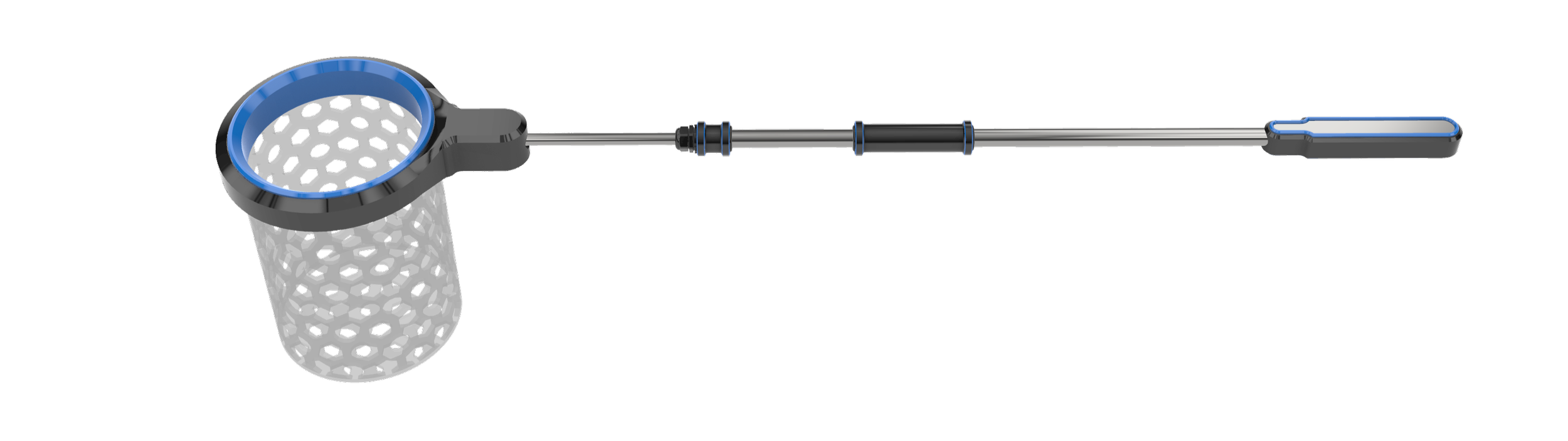 titanium pond net with telescoping handle and gentle silicone mesh