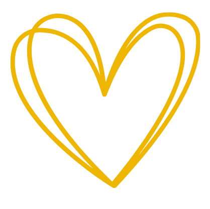 Gold outline heart on black background.