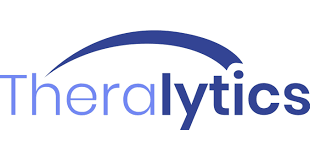 Theralyics logo with stylized curved line above the text