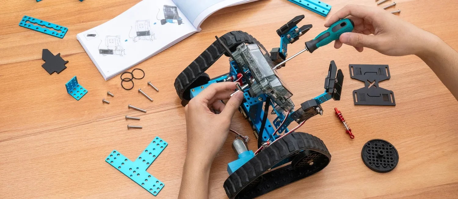 A robot built and programmed by kids