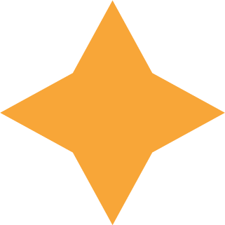 Orange star-shaped figure with four points on a white background.