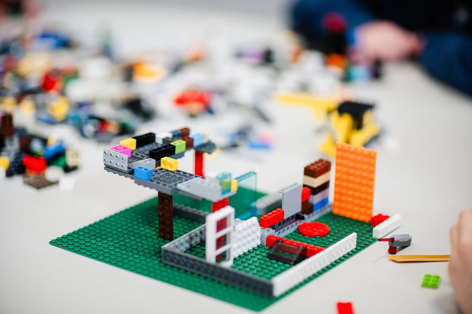 LEGO bricks on a classroom table