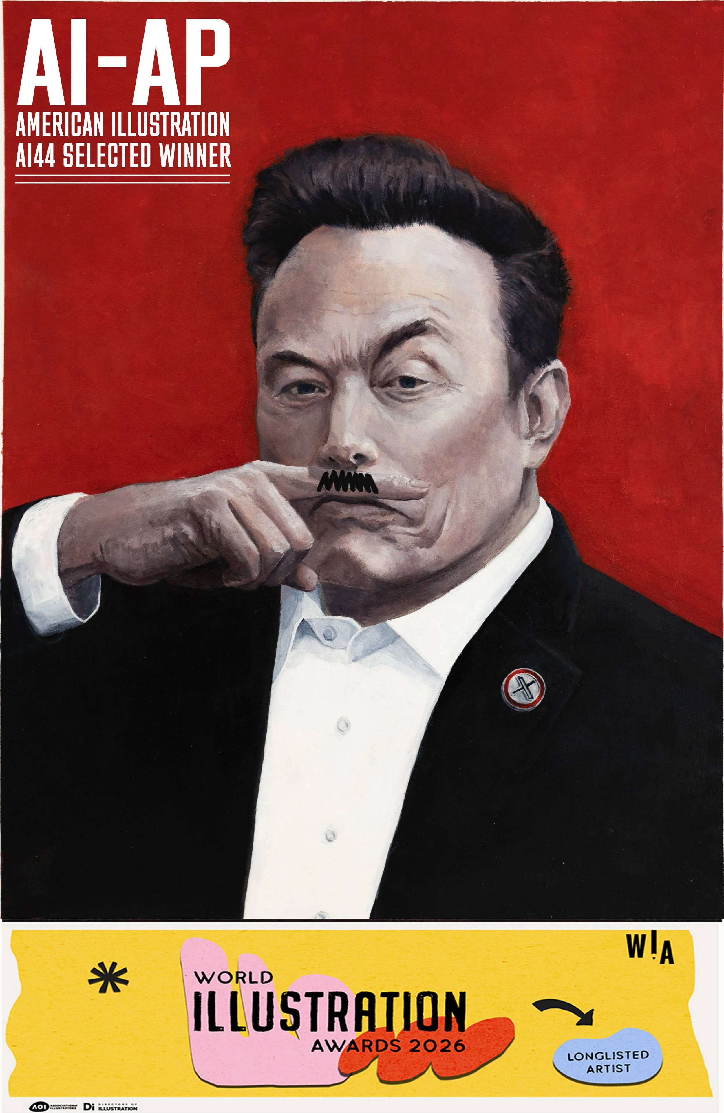 "If it Looks Like a Duck..." An unpublished illustration depicting Elon Musk after his post inauguration "Heil Hitler" salutes. 