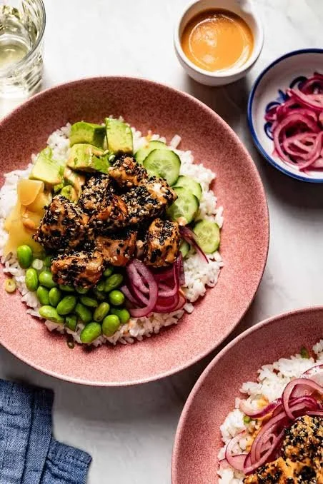 Sesame Crusted Salmon Rice Bowl