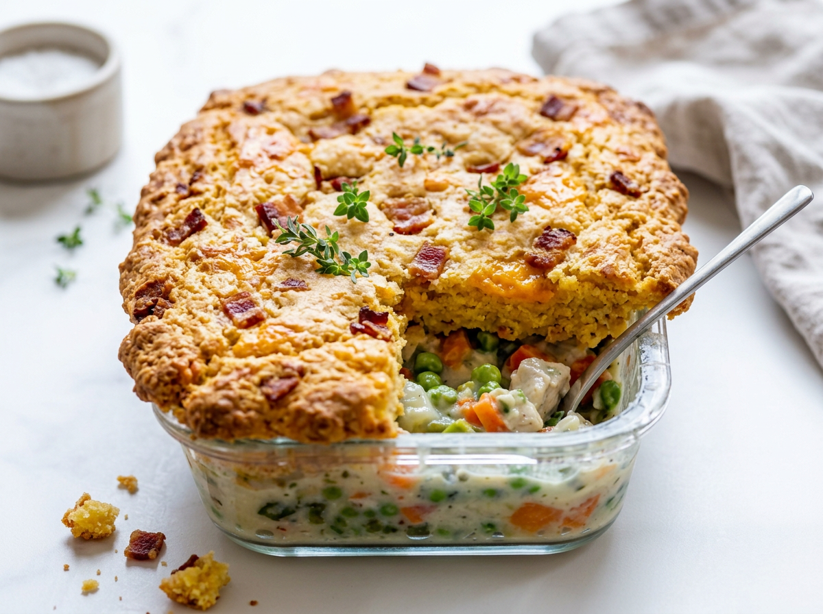Chicken Pot Pie with Cornbread Crust