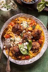 Greek Chicken Meatballs with Orzo