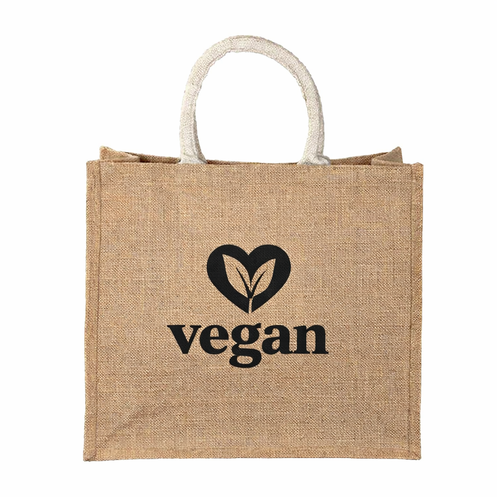 100 x Custom Printed Vegan Jute Bags - Branded With Your Logo