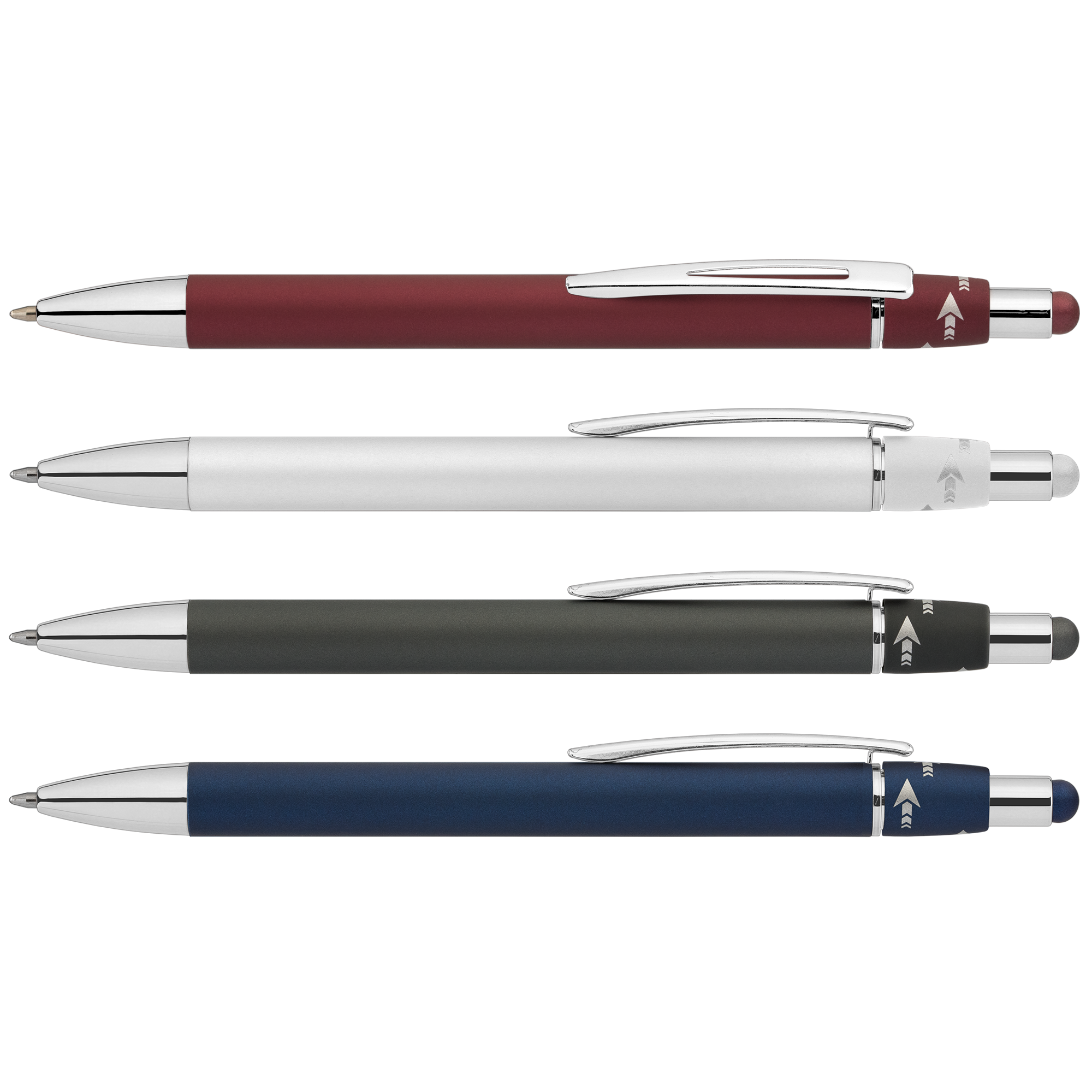250 x Orbit Spinner Chrome Metal Pen w/ Stylus