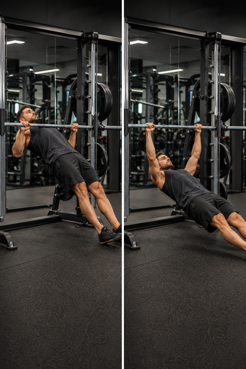 man peforming inverted rows