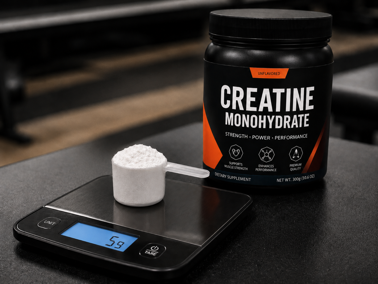 creatine monohydrate weighing 5 grams