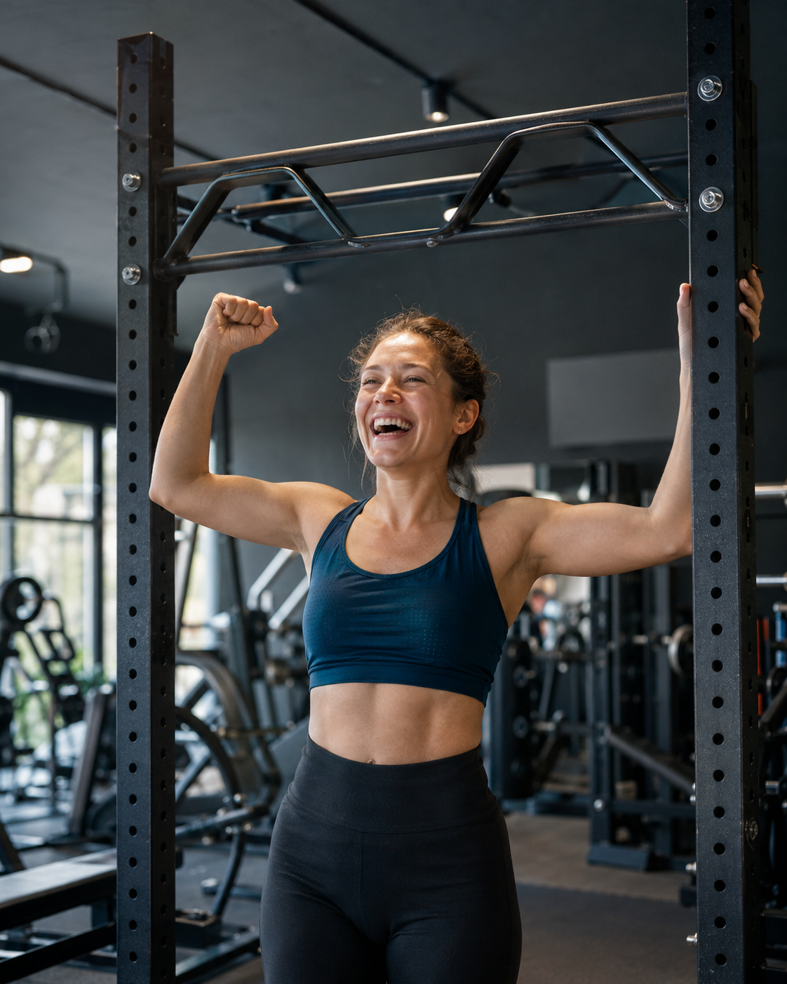 woman celebrating after her first pull-up
