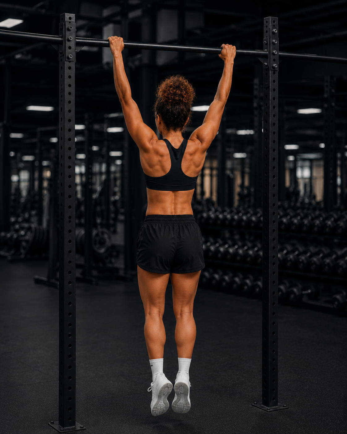 woman dead hanging from a pull-up bar