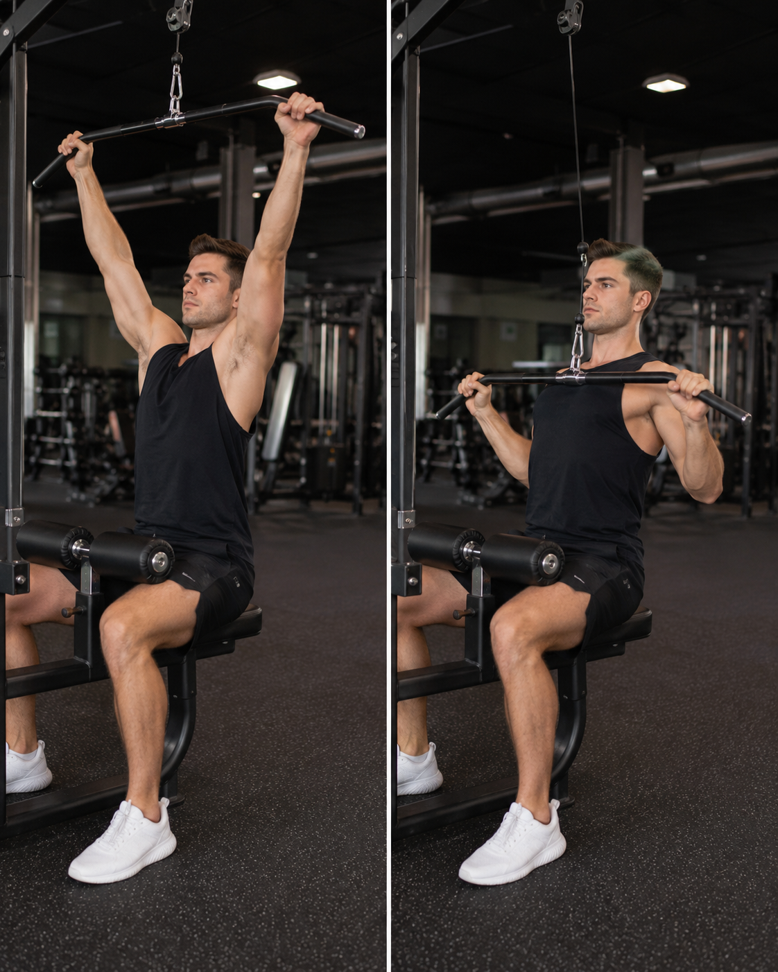 man performing lat-pulldown machine
