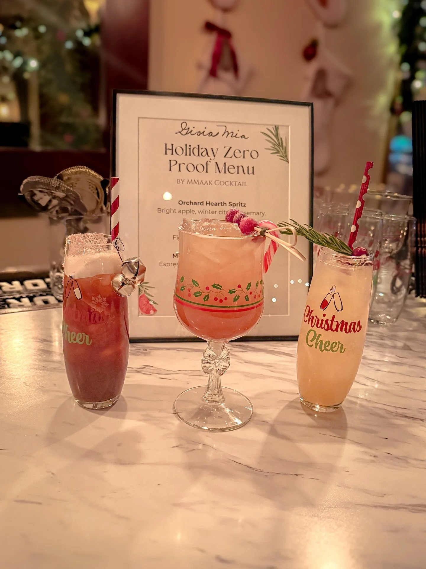 Small Business Saturday at Gioia Mia looked a little different this year. We ran a three drink zero proof holiday menu and guests actually got excited about the non alcoholic options. Birthdays, anniversaries and pre show dinners all ended up with so