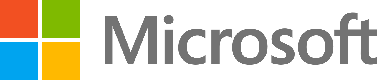 Microsoft logo with four colored squares (red, green, blue, yellow) and the word 'Microsoft' in gray text.