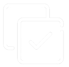 Two overlapping checkmark icons inside square outlines, representing approval or completion.