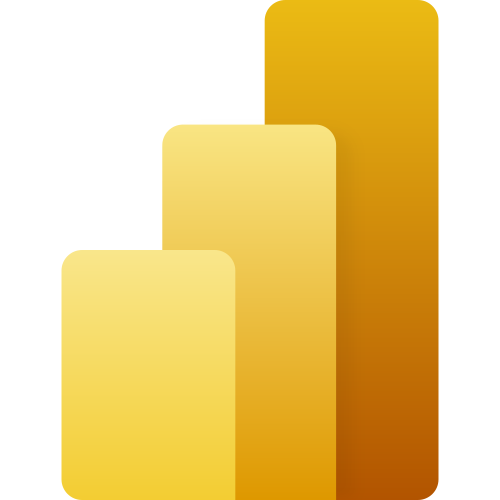 A bar chart with three ascending yellow bars on a black background.
