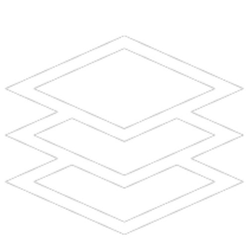 A digital layered logo with three white geometric shapes on a black background.