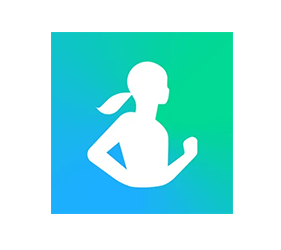 Silhouette of a woman running, set against a blue-green gradient background.