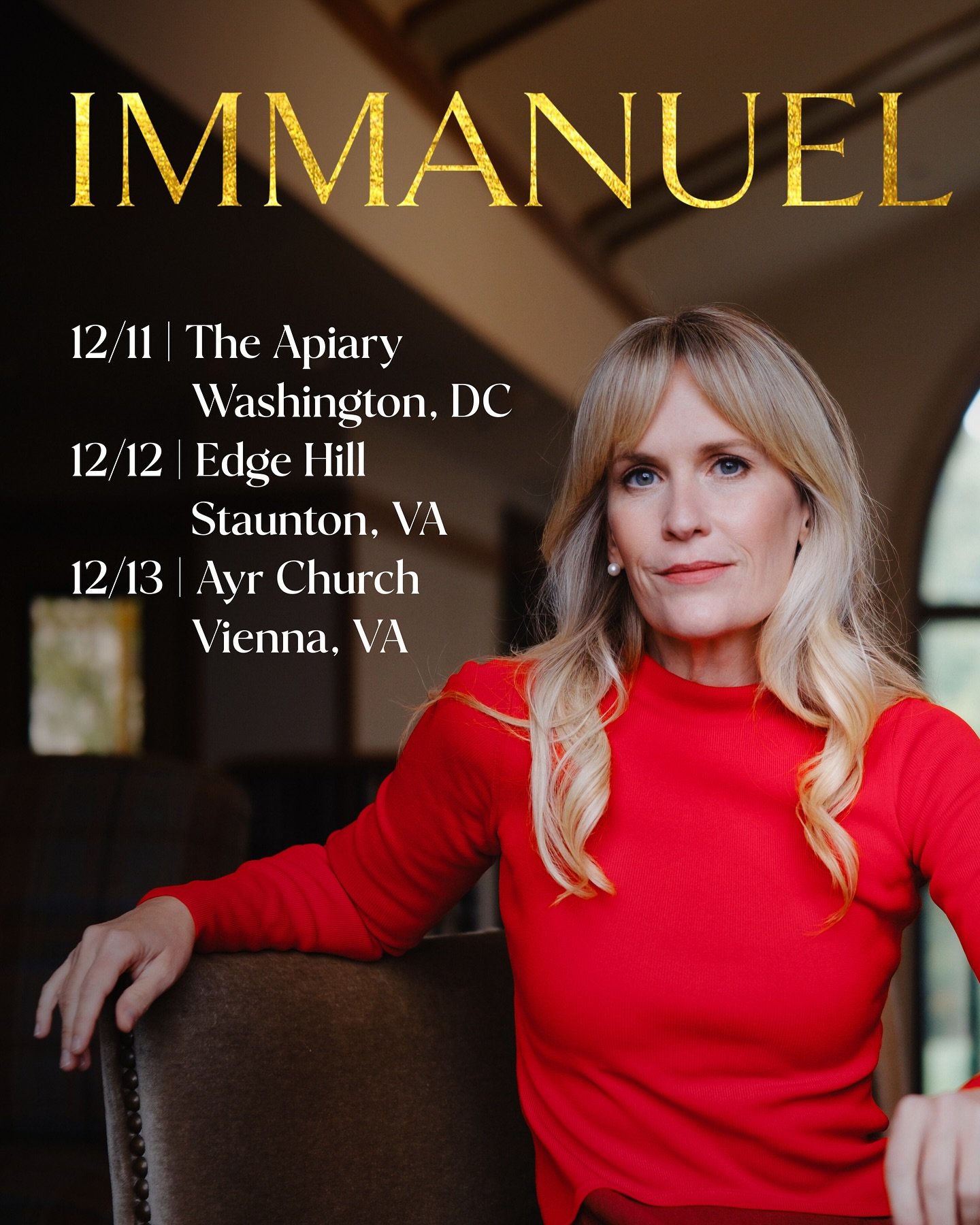 It&rsquo;s a hometown IMMANUEL year!! 
If you are in DC / NOVA I&rsquo;d love to see you next weekend🎄

12/11 - @the.apiary @rezchurchdc
12/12 - Staunton, VA (dm me for a link)
12/13 - @ayrhillchurch 

IMMANUEL is a limited run this year, see you in