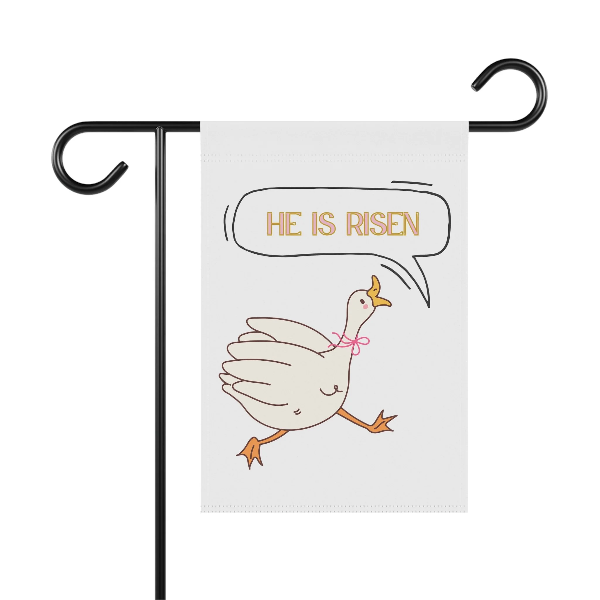 Easter Garden Flag — "He Is Risen" Duck Spring Yard Banner