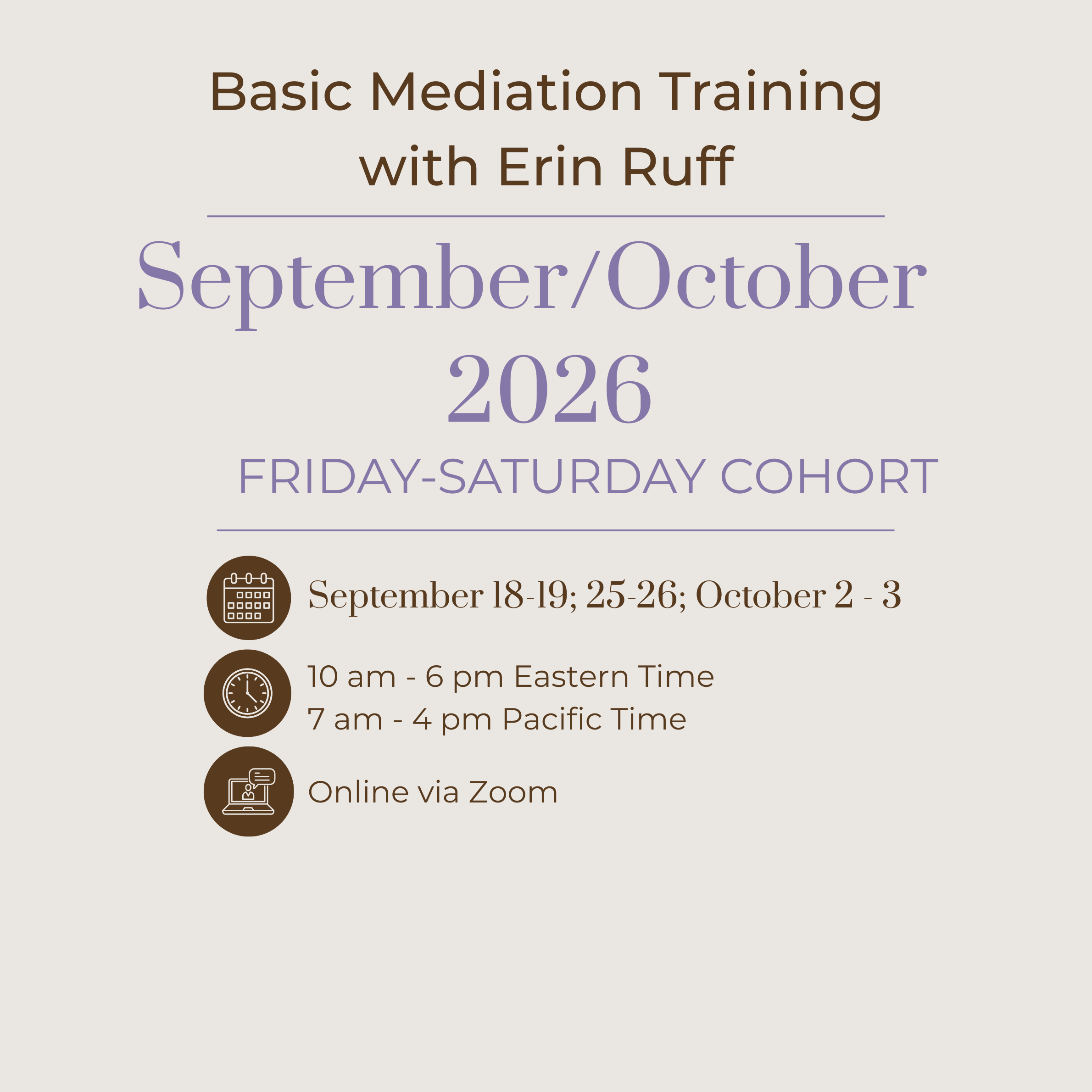 September-October 2026 Virtual Basic Mediation Training