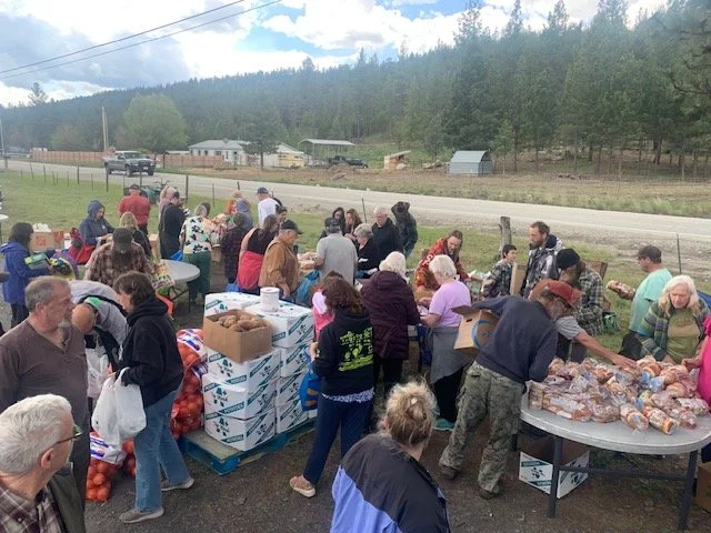 Distributing fresh food in Aeneas Valley, WA at Aeneas Valley Community Church