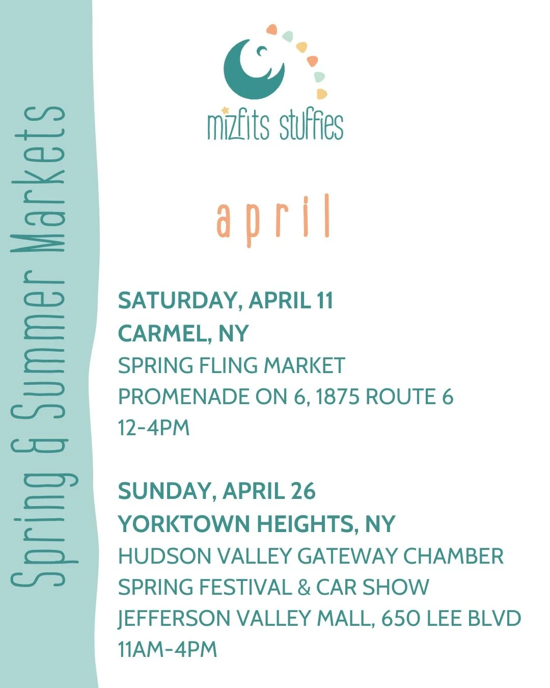 ***UPDATED***

Come see us, Hudson Valley! 🧸🦖🥰

🧸 One-of-a-kind, handmade stuffed animals bringing comfort, joy, and imagination to kids and kids at heart. 🫶🏻

📍Here&rsquo;s where we&rsquo;ll be this spring and summer, with more to come!

#mak