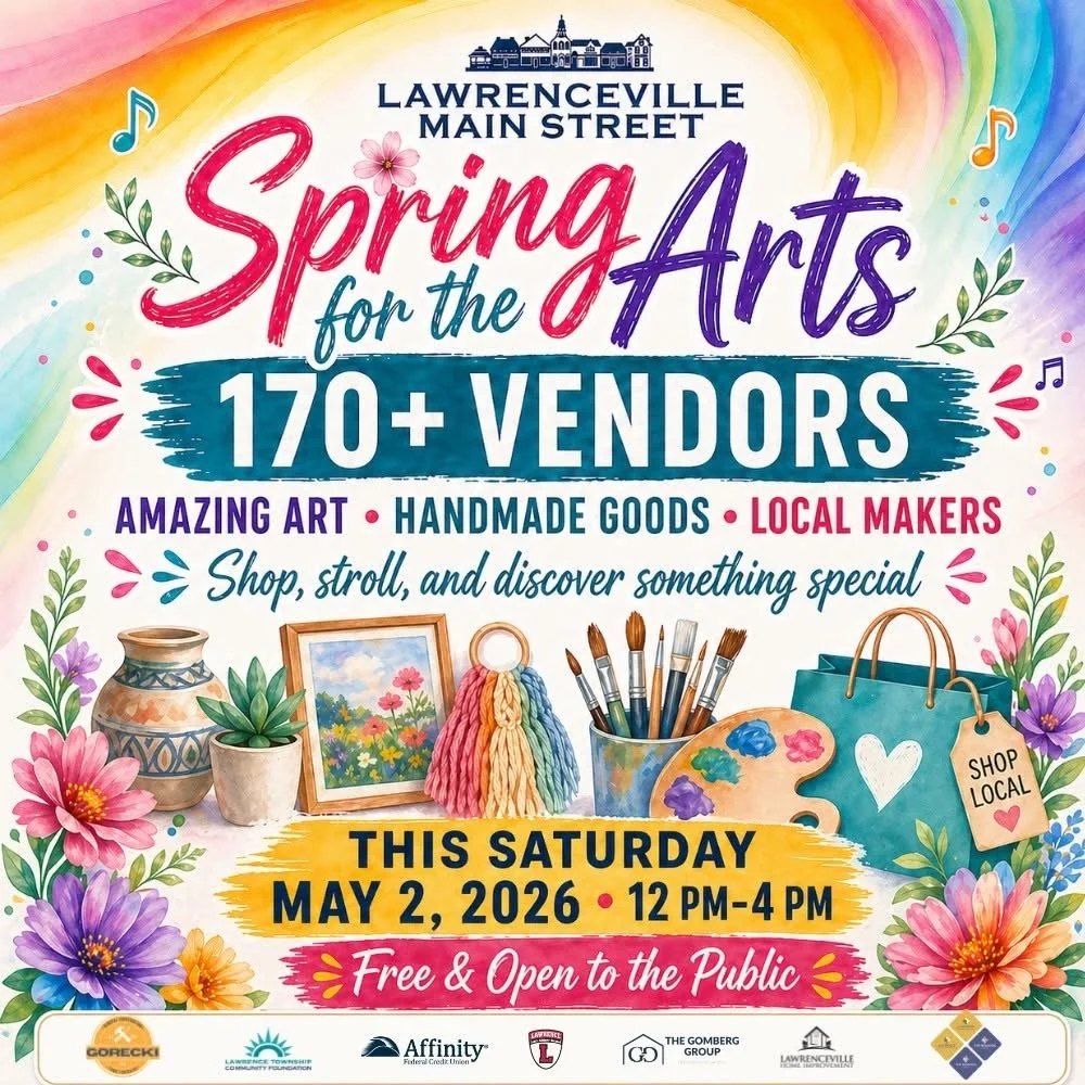 Spring for the Arts on Lawrenceville Main Street. 170+ vendors, amazing art, handmade goods, local makers. Shop, stroll, and discover something special. This Saturday, May 2, 2026 from 12-4pm. Free and open to the public.