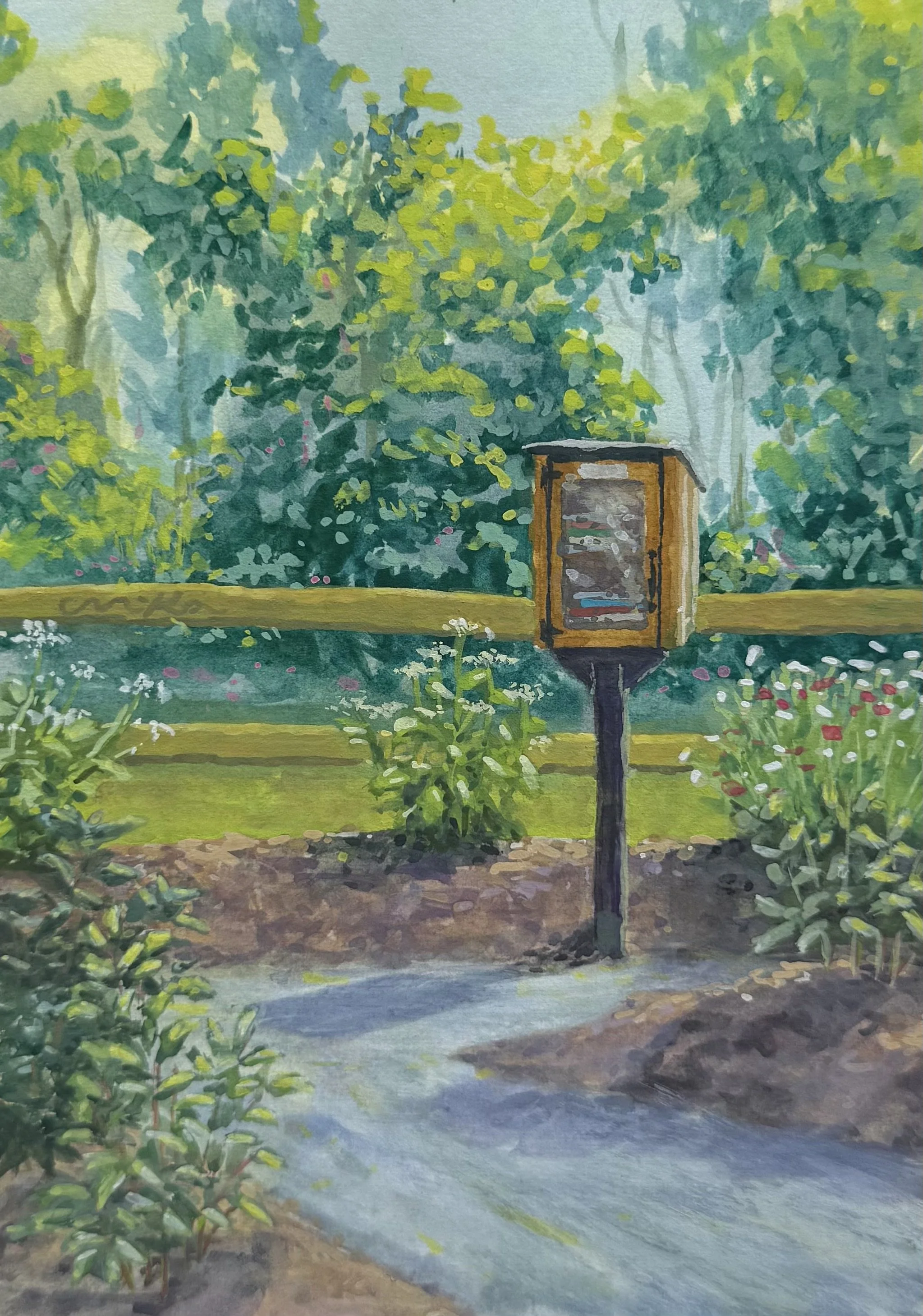 The Little Library, 5”x7”, Gouache | June 2026 |